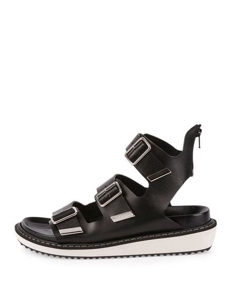 Givenchy Swiss Gladiator Leather Sandal, Black 